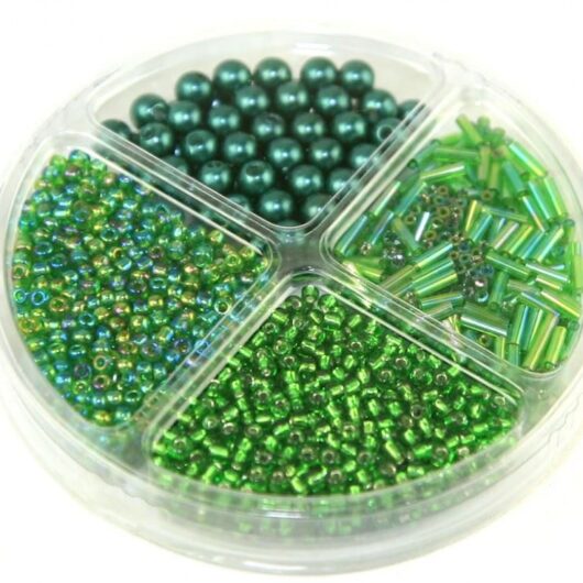 Assorted Beads Green & Bottle