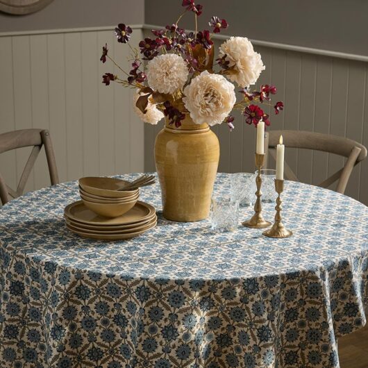 Cotton Floral Block Print Table Cloth - Medium