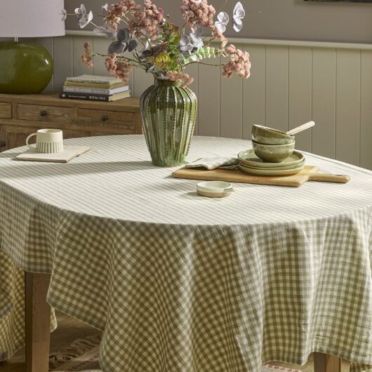 Cotton Olive Gingham Table Cloth - Small