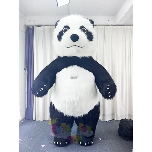 Hot Sale Inflatable Panda Mascot Costume with Long Hair Beautiful for Parties