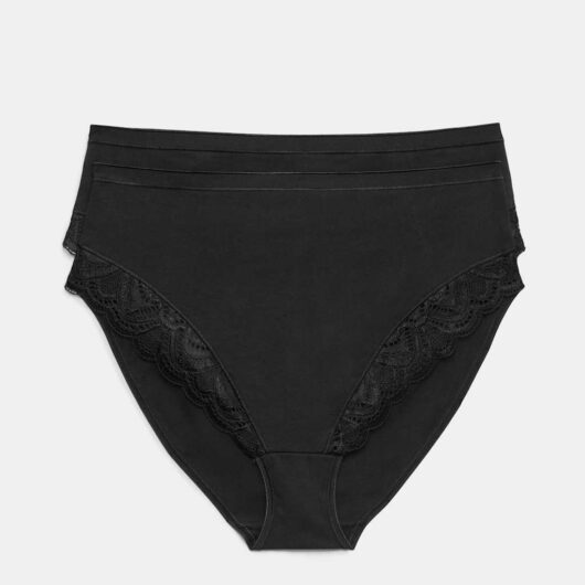 M&S 2 Pack Amelia Lace Cotton Rich Shaping Knickers Black
